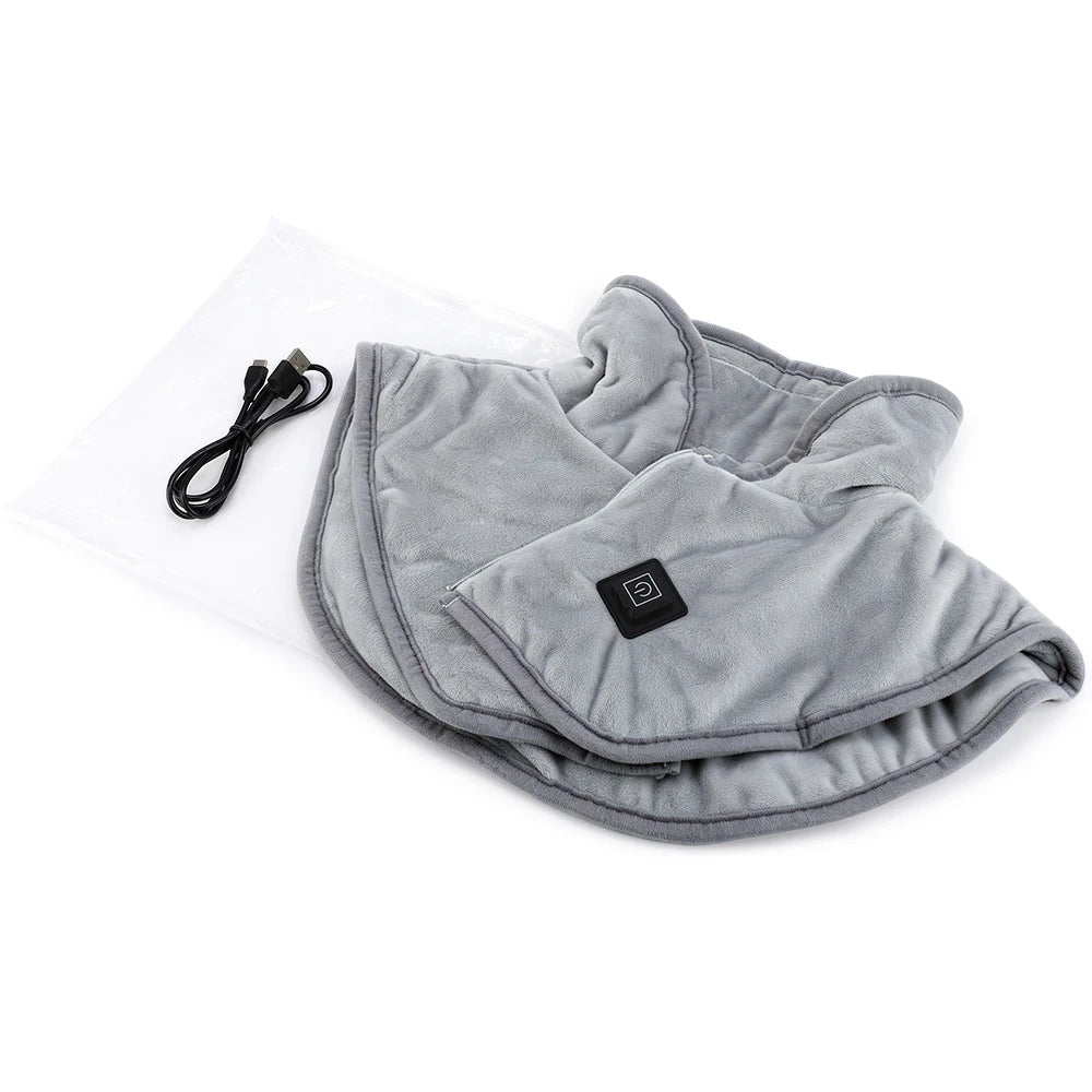 USB Heated Shawl with 3 Heat Settings, Zipper Heated Shoulder Wrap for Neck Back, Washable Warm Cape for Home Office Women